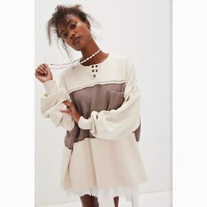 Free People Strawberry Sweatshirt Top Pullover Colorblocked Ribbed XS NEW 283898